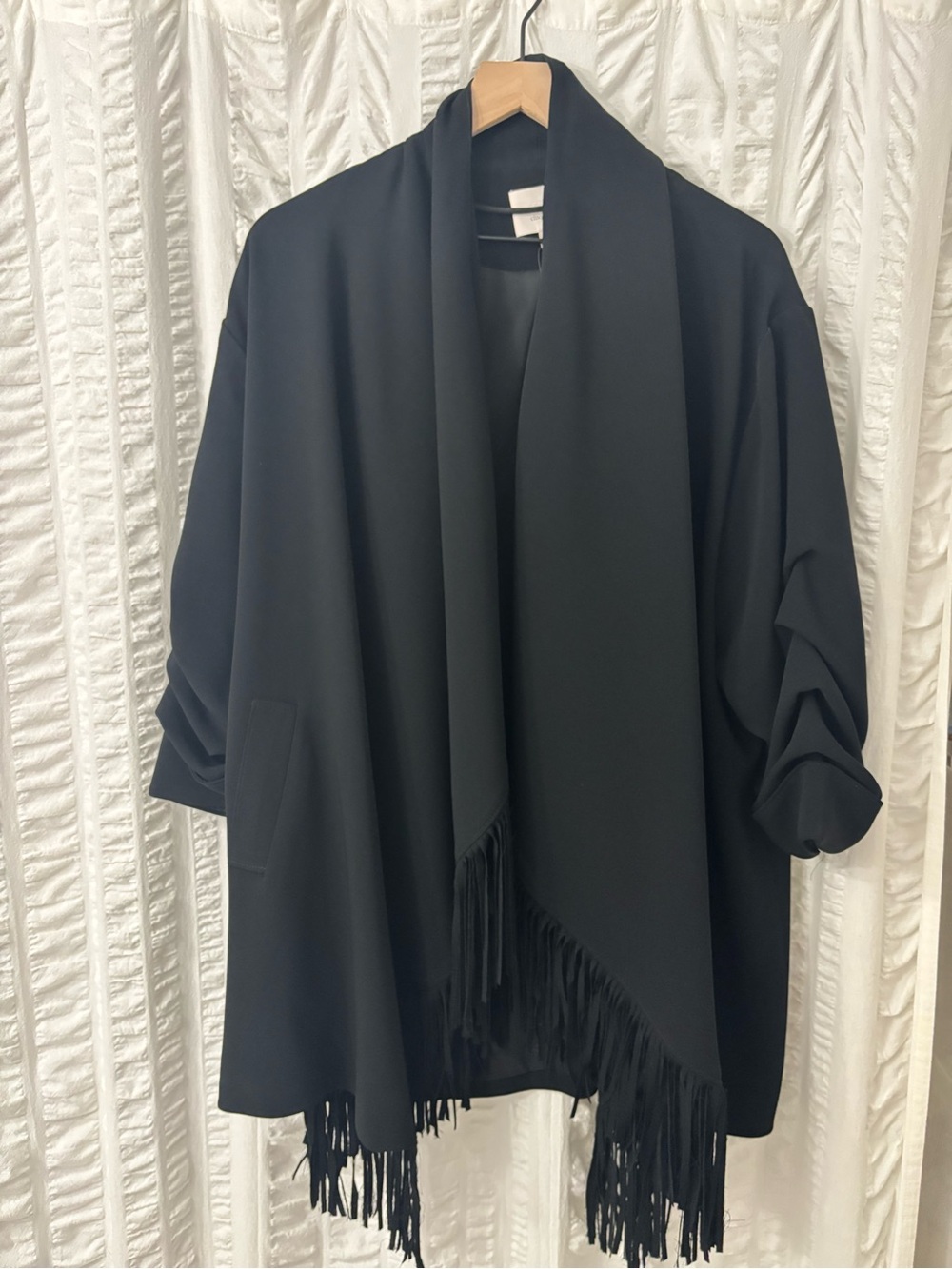 cinq a sept Black Fringed Draped Blazer - Picture 3 of 7